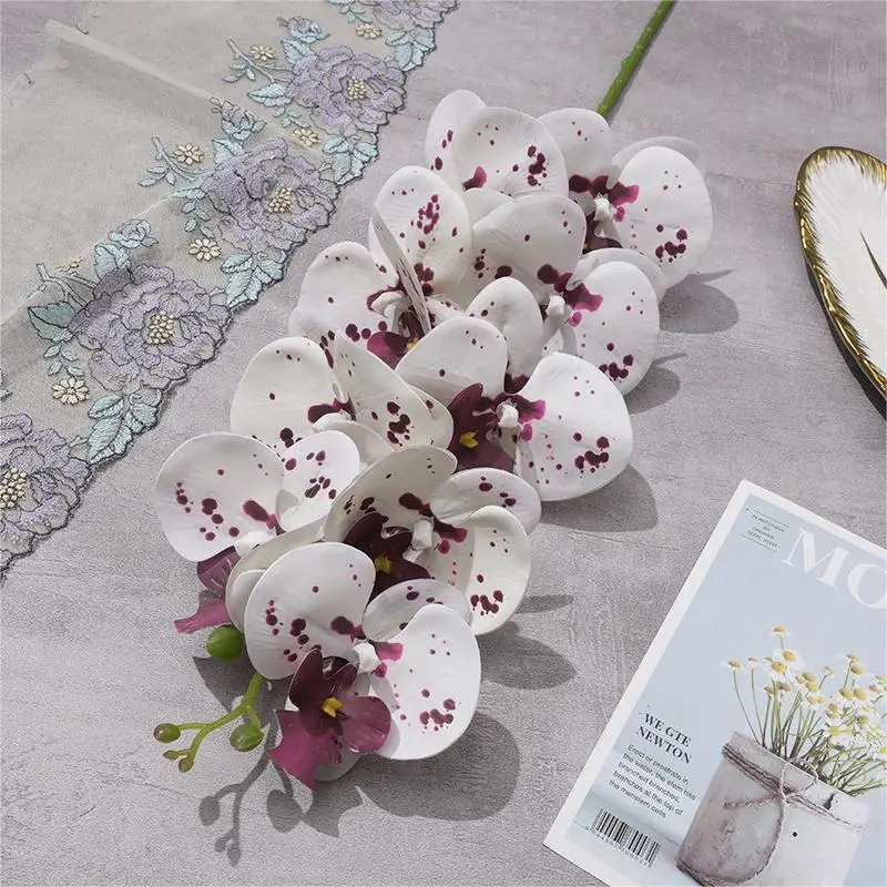 Nude Color Single Stem Wholesale Real Touch White Orchid Flowers Artificial Phalaenopsis Blue Orchids For Wedding Decor