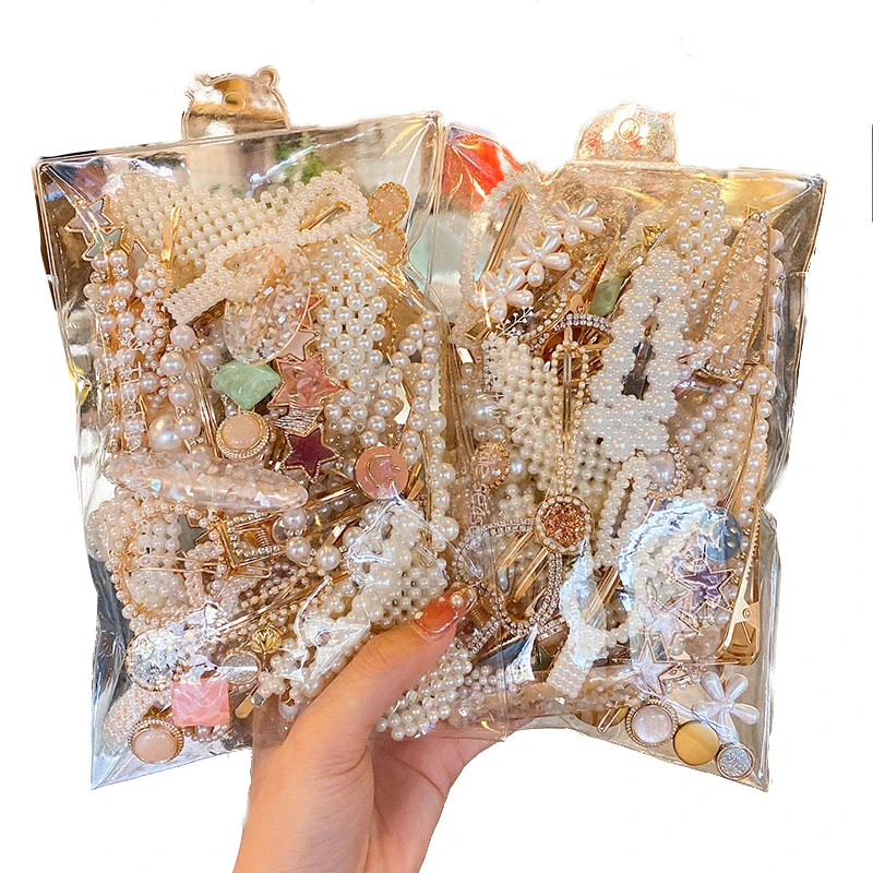 Factory Sale Cheap Mixed Designs Long Geometric White Bridal Pearl Hair Accessories Women Steel Hair Clips