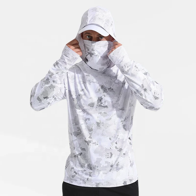 Sublimation custom printing fishing jersey  Upf50+  long sleeve fishing sun protection face mask hoodie