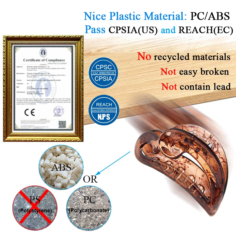 In Stock Brown Crystal Plastic PC Large Hair Claw Clip Cheap Crab Price Accessories Wholesale Artstar for Young Women Hair Gril