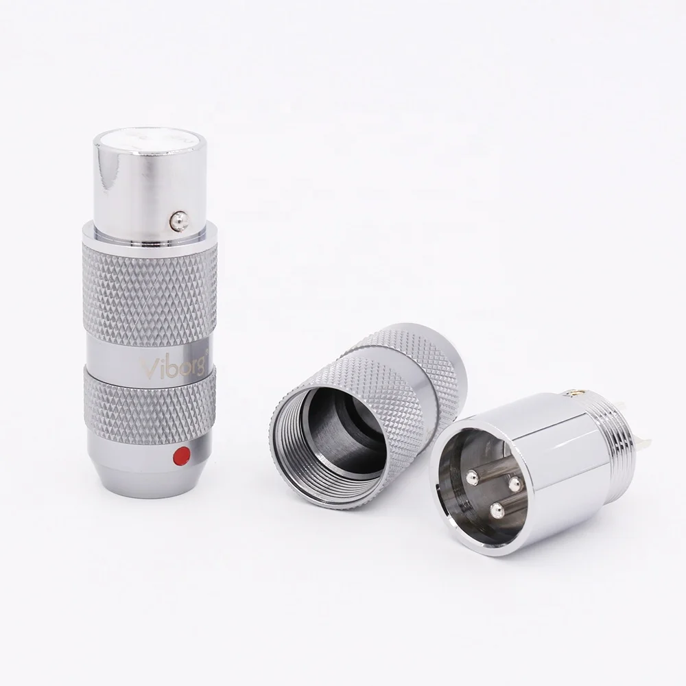 Viborg Pure Copper Rhodium Plated XLR Connector Balance Terminal 3 Pin XM202R Male XLR Plugs XF202R Female XLR Connectors