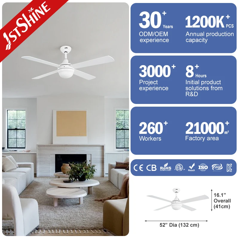 1stshine ceiling fan DCF-W986 large airflow noiseless led ceiling fans with light
