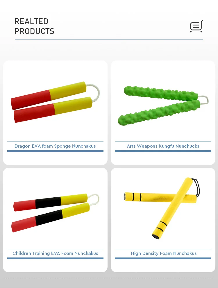 Customize multicolor Rope Chain Eva Sponge foam Escrima sticks Nunchakus for children play and training Foam