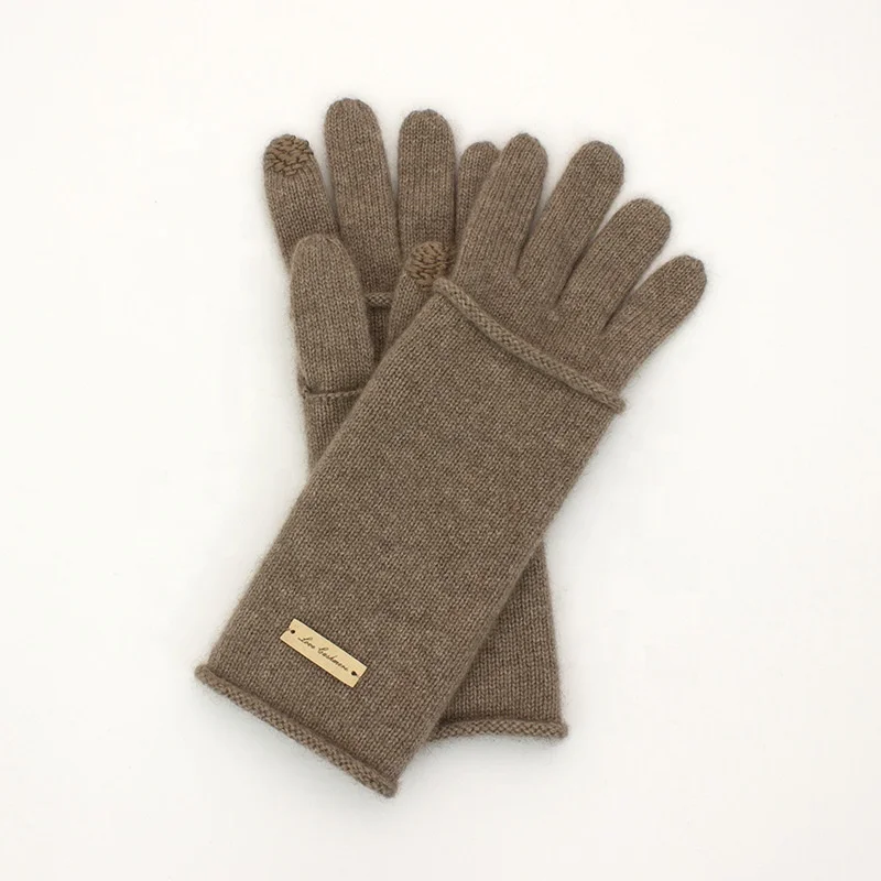 Зимние 100% чистые кашемировые перчатки для сенсорных экранов, модные женские теплые кашемировые перчатки без пальцев на заказ