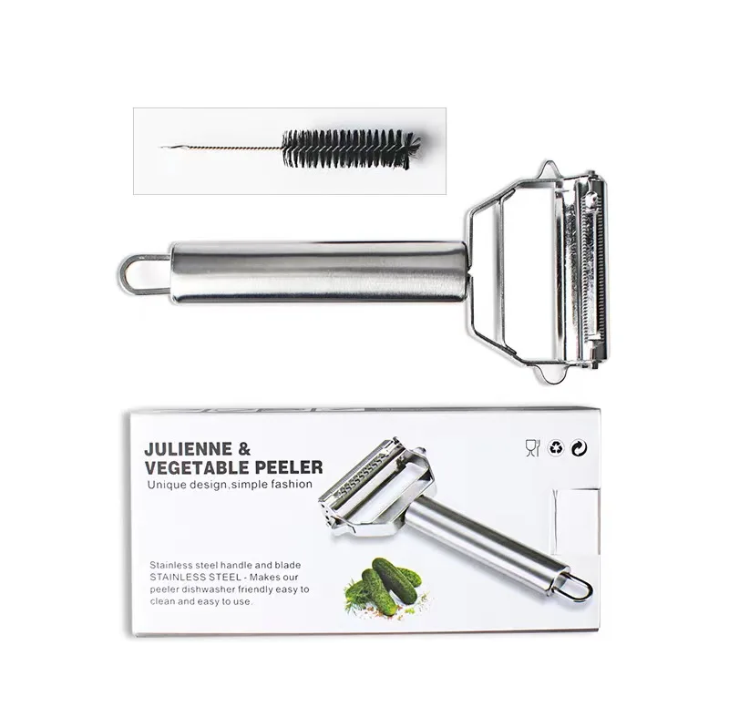 Kitchen Vegetable Peeler Stainless Steel Melon Planer Double-head Household Multiple-function Fruit And Vegetable Peeler