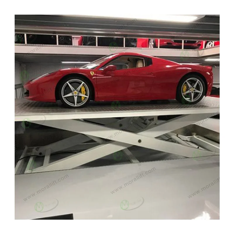Hydraulic car elevator with scissor design