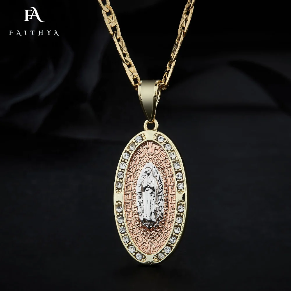 FP1053 высокое качество ручной работы неправильной текстуры Дева Мария Гуадалупе золотой и серебряный цвет буквы кулон