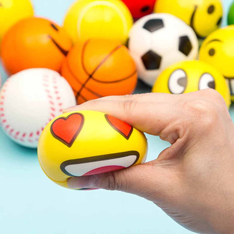 Promotional Customized Logo Squeeze PU Foam Smiley Faces Anti Stress Relief Toys Balls No Minimum