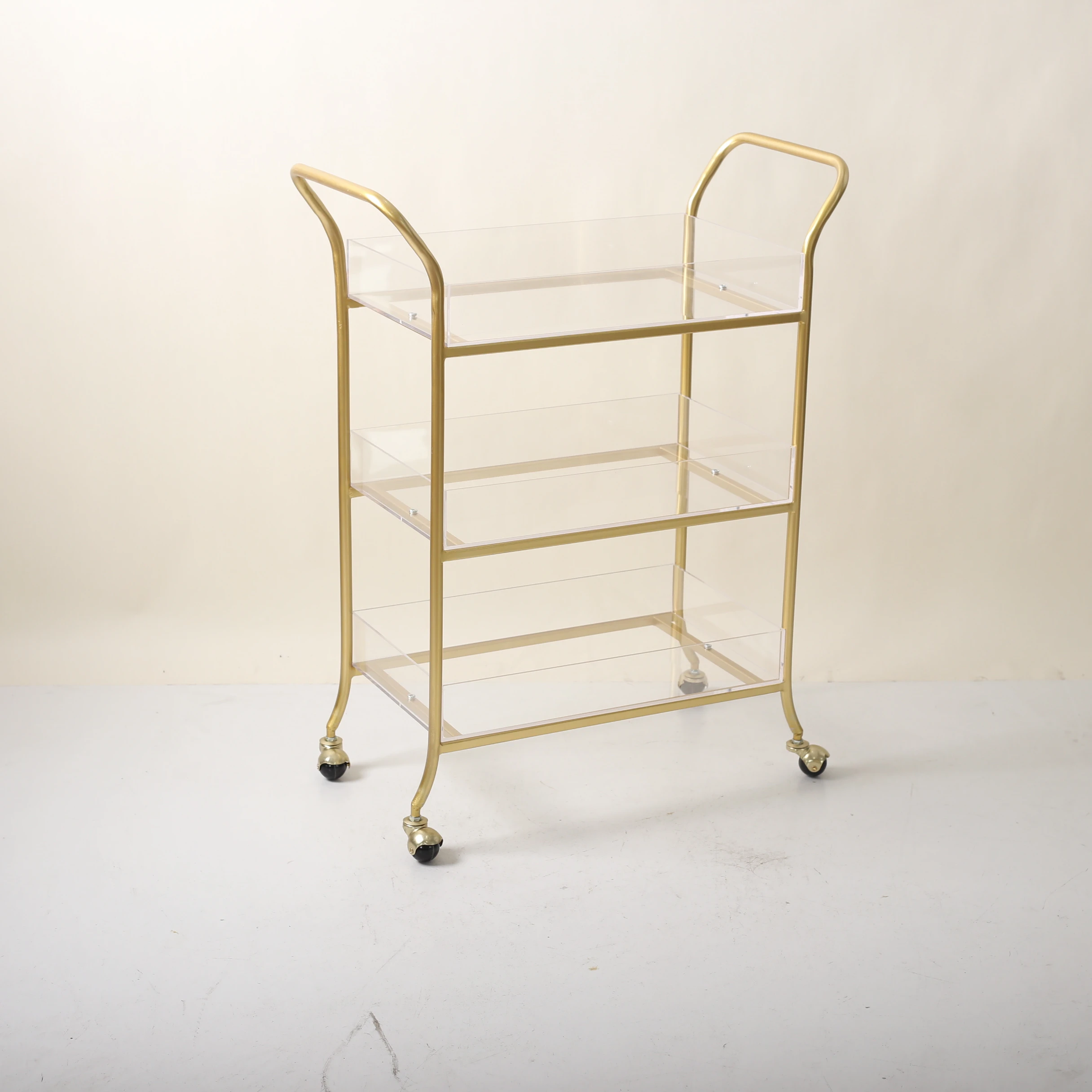 Golden Arts factory home furniture dinning room modern acrylic moving metal drinks dinning car trolley with wheels