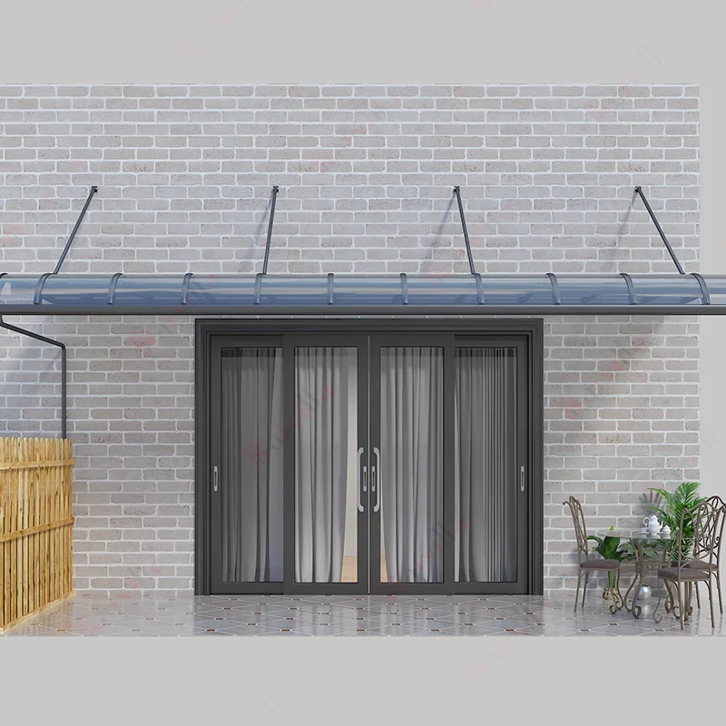 Roman column design aluminum frame awning system luxury outdoor polycarbonate panels slant roofing waterproof