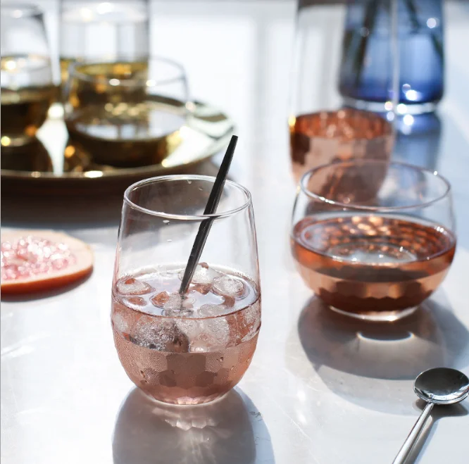 
Nordic simple grinding engraved gold glass daily milk breakfast cup glass cup 