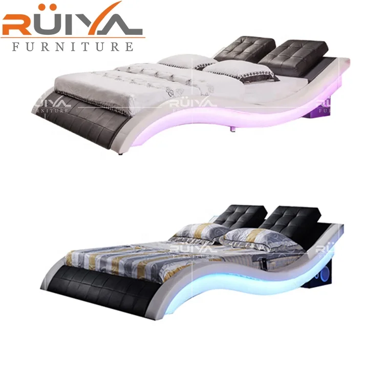 Best selling design French style kind size bedroom furniture with music led light
