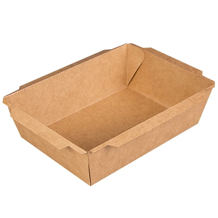 Square Takeway Restaurant Container Fast Food Degradable High Quality Kraft Paper Eco Friendly Disposable Box with Lid 1 Carton