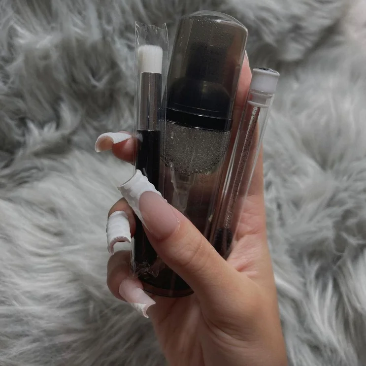 Oil & Tear Free Vegan Eyelash Extension Shampoo Safe Custom Private Logo Lash Bath With Eyelash Cleaner Brushes