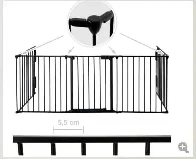 5 panels automatic closing foldable metal  baby safety barrier play yard fence fireplace  guard fence wall mounting