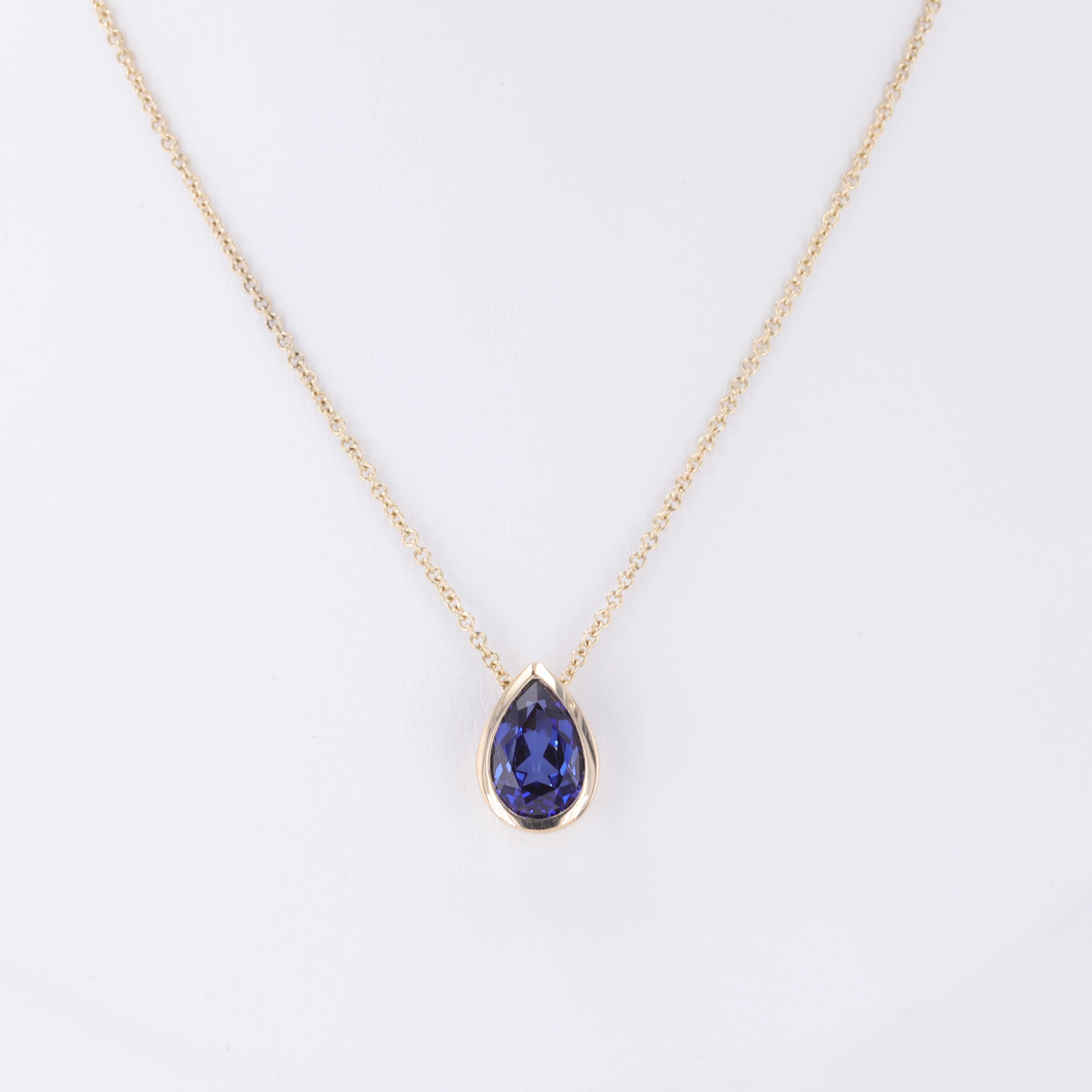 10K Gold Pear Shape 6*9mm Lab Ruby Sapphire Alexandrite Emerald Zambia Emerald Colombia Gemstone Pendant Necklace Fine Jewelry