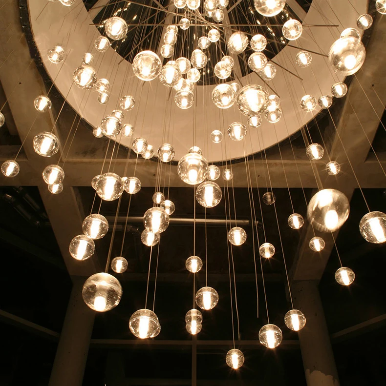 hotel villa modern simple design staircase light chandelier led bubble glass ball staircase light
