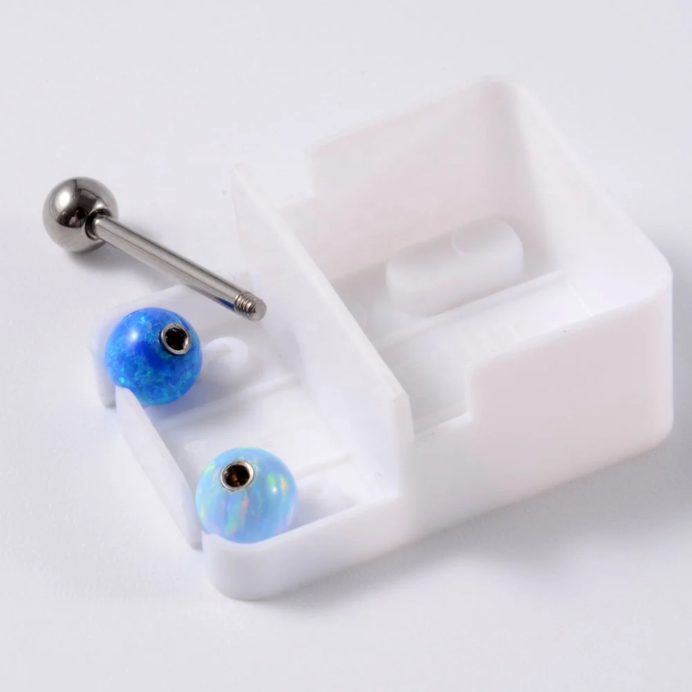 Opal Tongue Rings Round Beads Opal Ball Tongue External Thread Barbell Tragus Sexy Piercing Fashion  Body Jewelry Wholesale