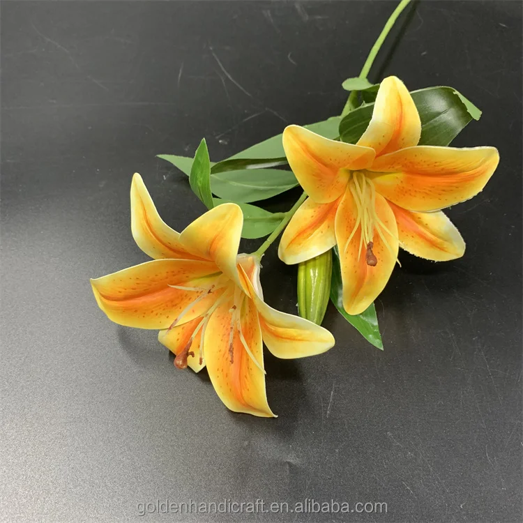 QSLH Ti220 artificial lily flower real touch lily of the valley lily 2 heads wholesale flower home decoration for wedding