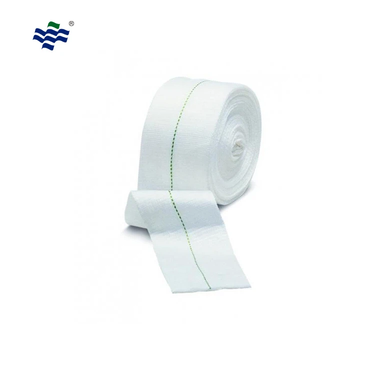 Medical blue green middle line compression elastic tubular bandage for leg knee ankle support