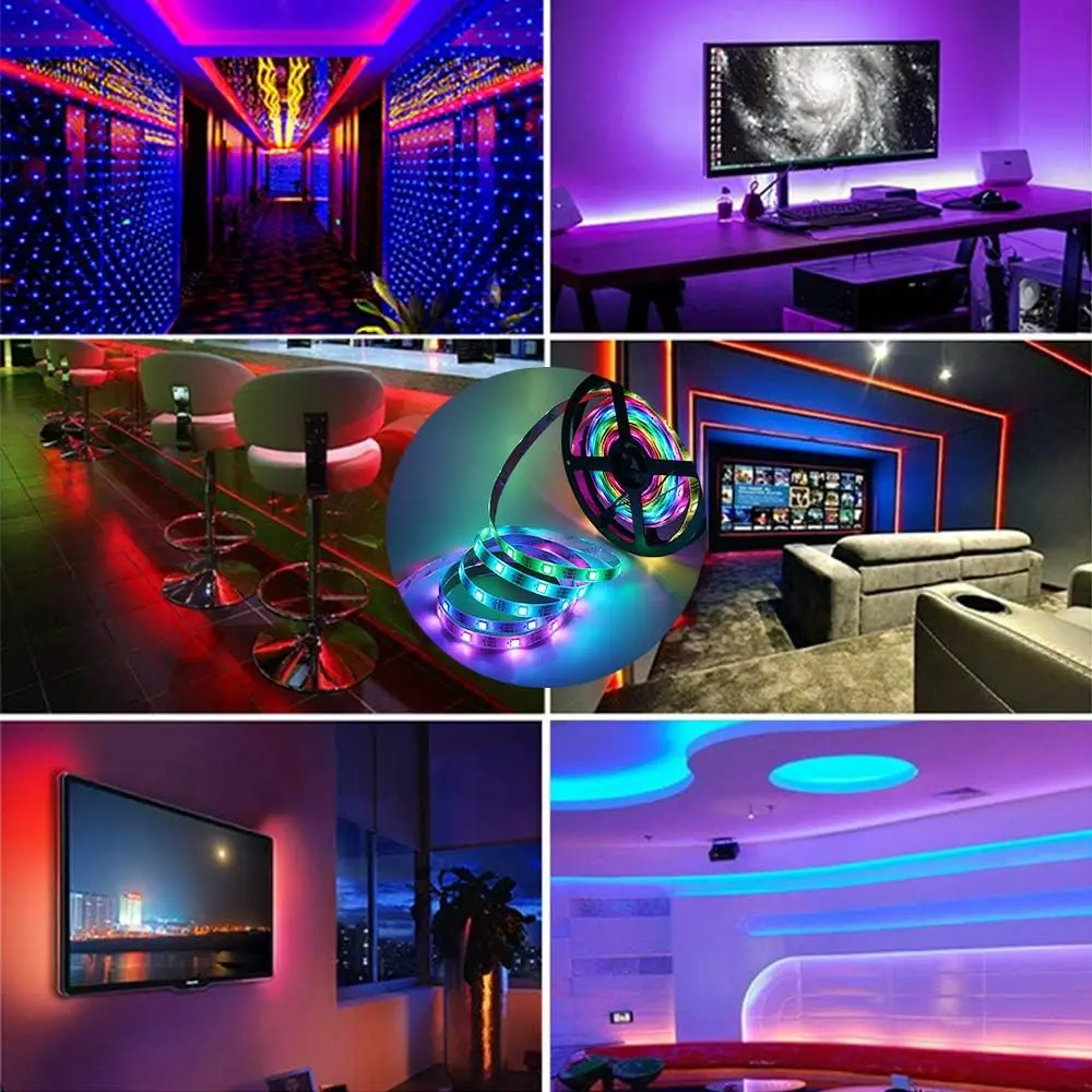 Biumart WS2812B RGB LED Strip 16.4FT SMD5050 60 LED Pixel IP20 Chasing Effects Dream Color Individually Addressable LED Strip