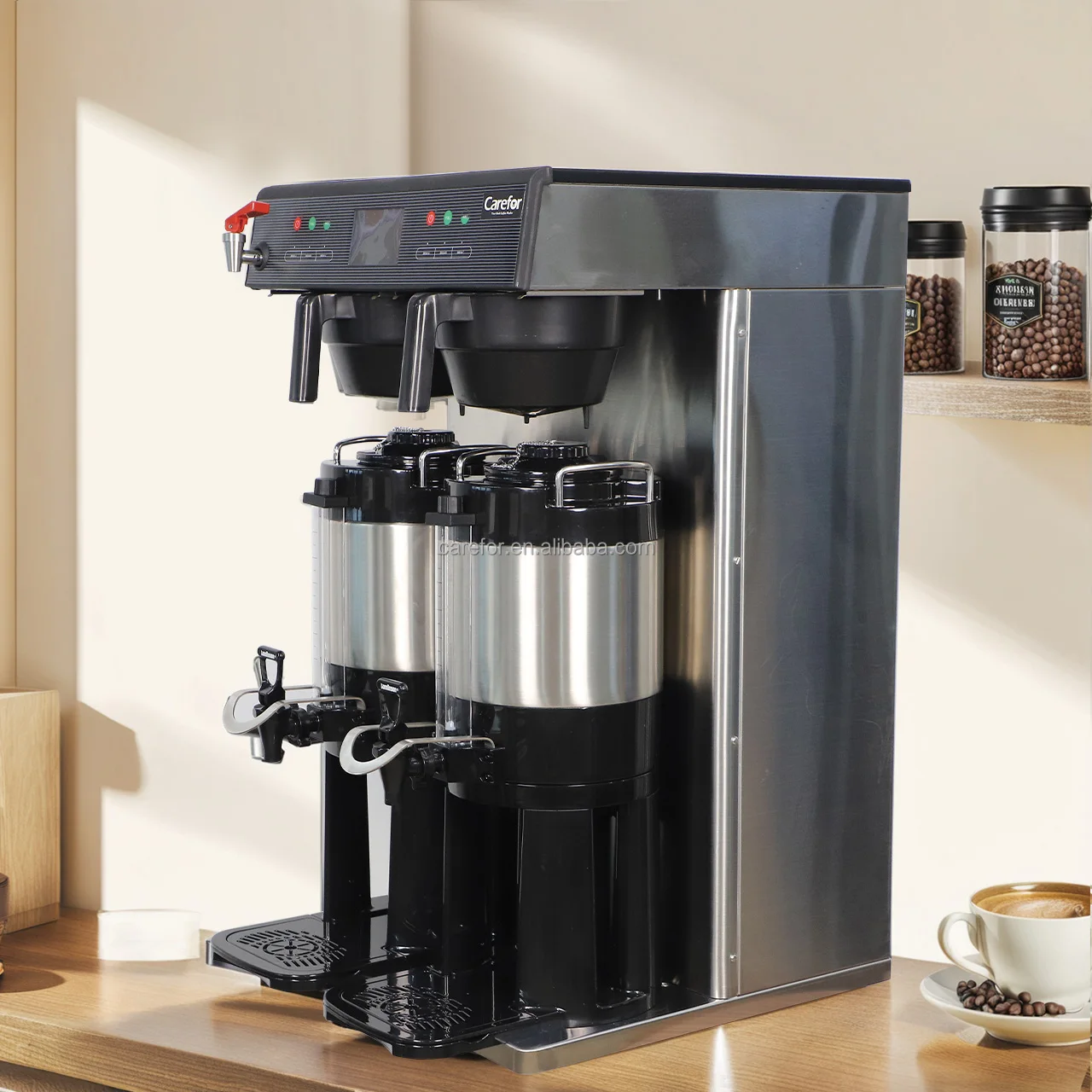 Multi-function 120V Automatic Tall Height Airpot ThermoPro Twin 3 Gallon Coffee Brewer with High Capacity Brew Cone