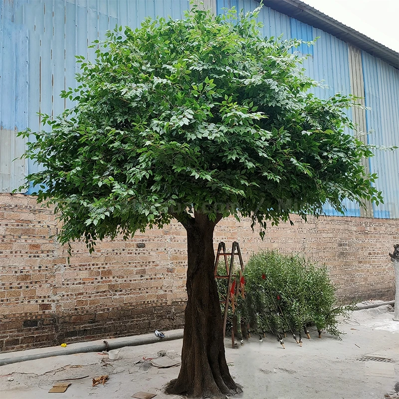 Customized Artificial Tall Banyan Tree Evergreen Big Fiberglass Artificial Lyrata Ficus Trees For Outdoor Decoration
