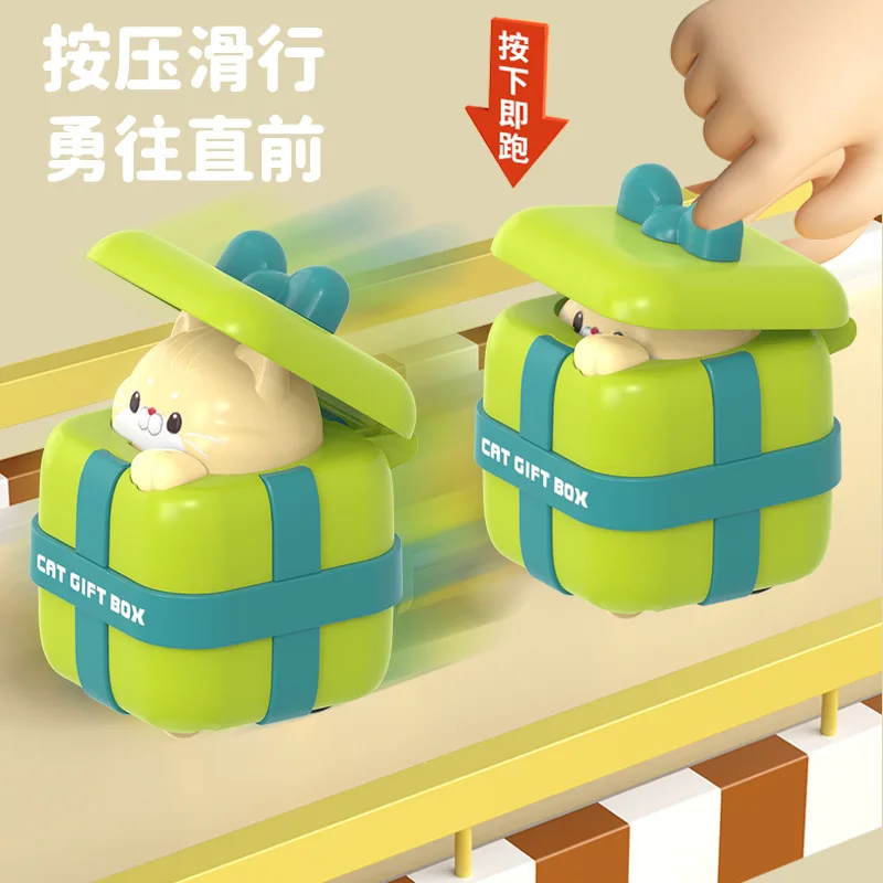 Cheap price cartoon cat press and go car toys small cars for kids