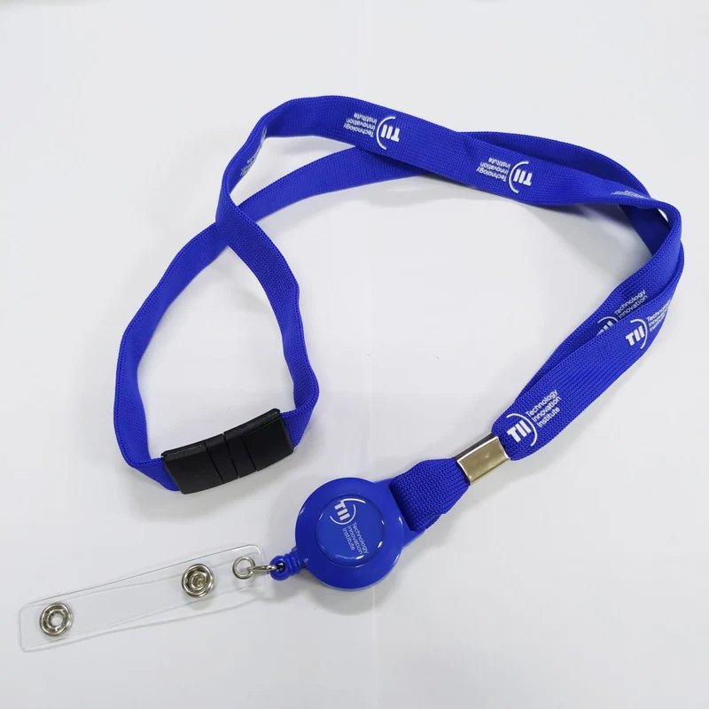 Business Card Holder Clip Safety Clasp Tubular Knitting Neck Lanyards with Retractable Reeler Card Badge Holder