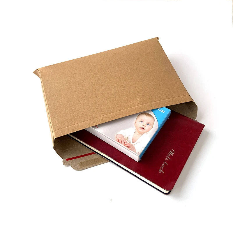 Self sealing rigid corrugated paper stay flat cardboard kraft flat mailer rigid