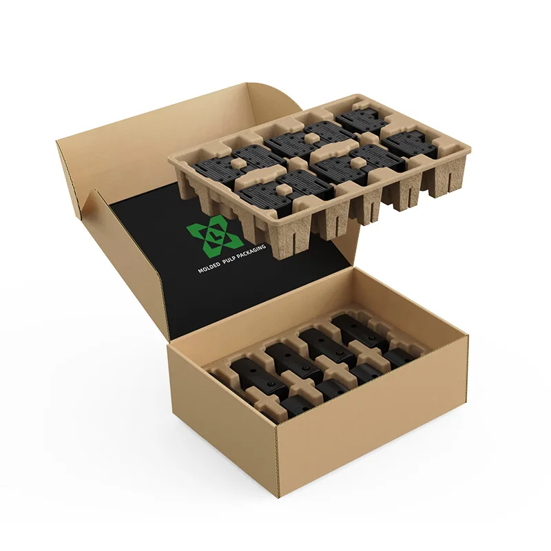 Оптовая продажа, упаковка из формованной целлюлозы на заказ, биоразлагаемая коробка из жома, вставка для упаковки электронных замков