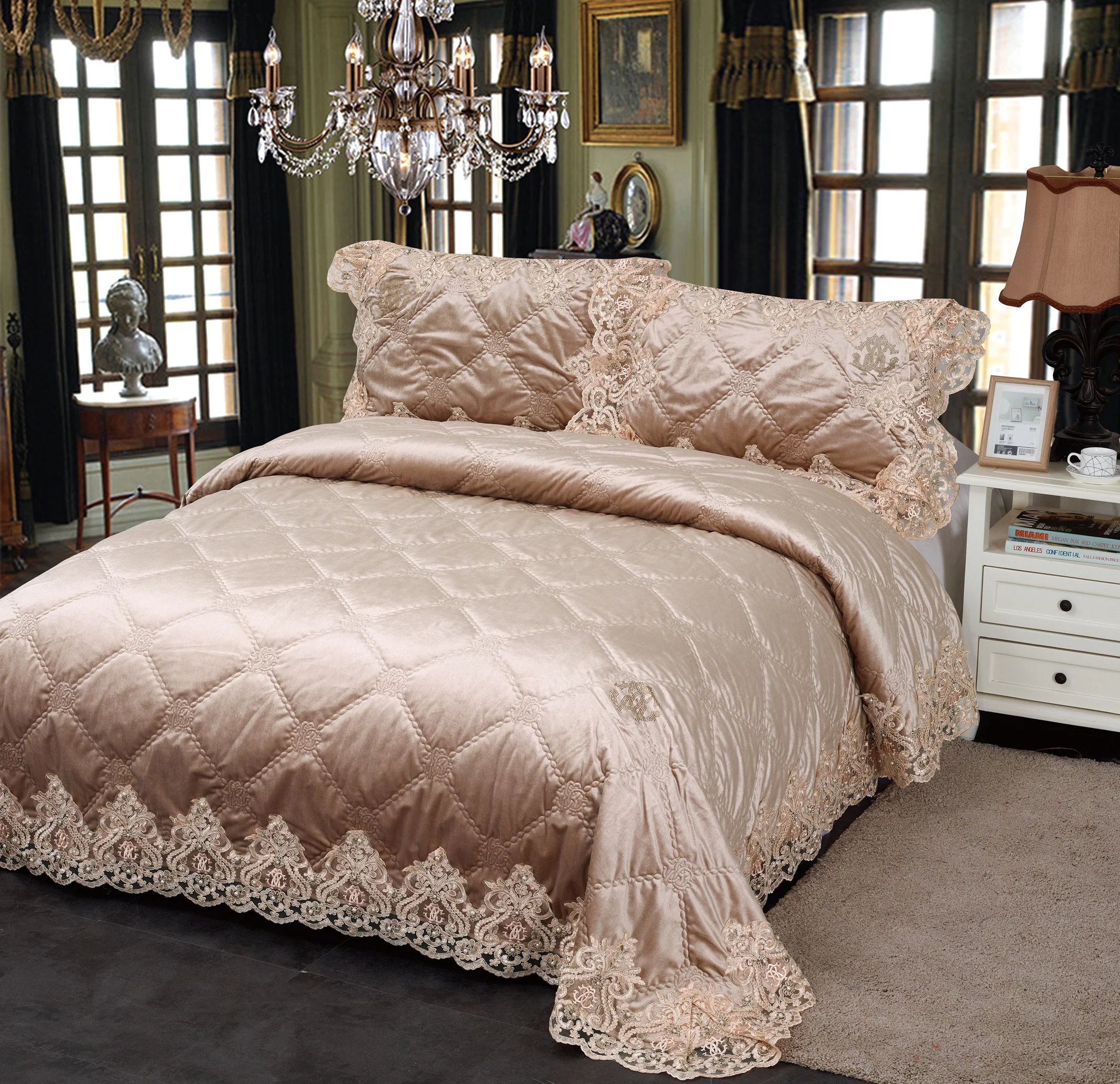 customized order accepted velvet microfiber bedspread set quilts bedding bedspreads set