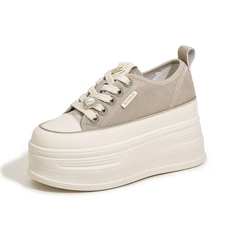 2024 fashion casual comfortable height increase platform shoes for women genuine leather sneakers