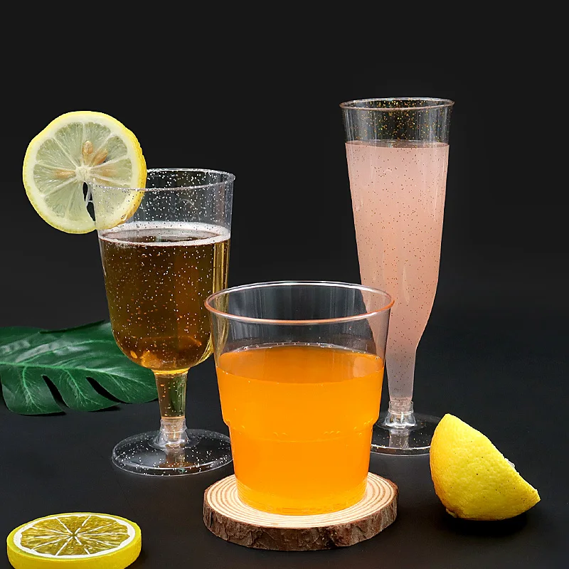 personalized disposable wine glass hand drink party PS  material 20cl clear plastic wine glass cup with transparent