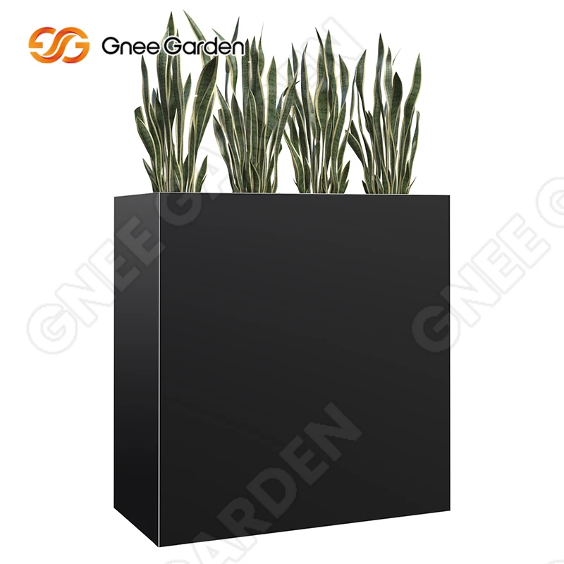 Metal planter rust flower pot outdoor garden Long plant flower box