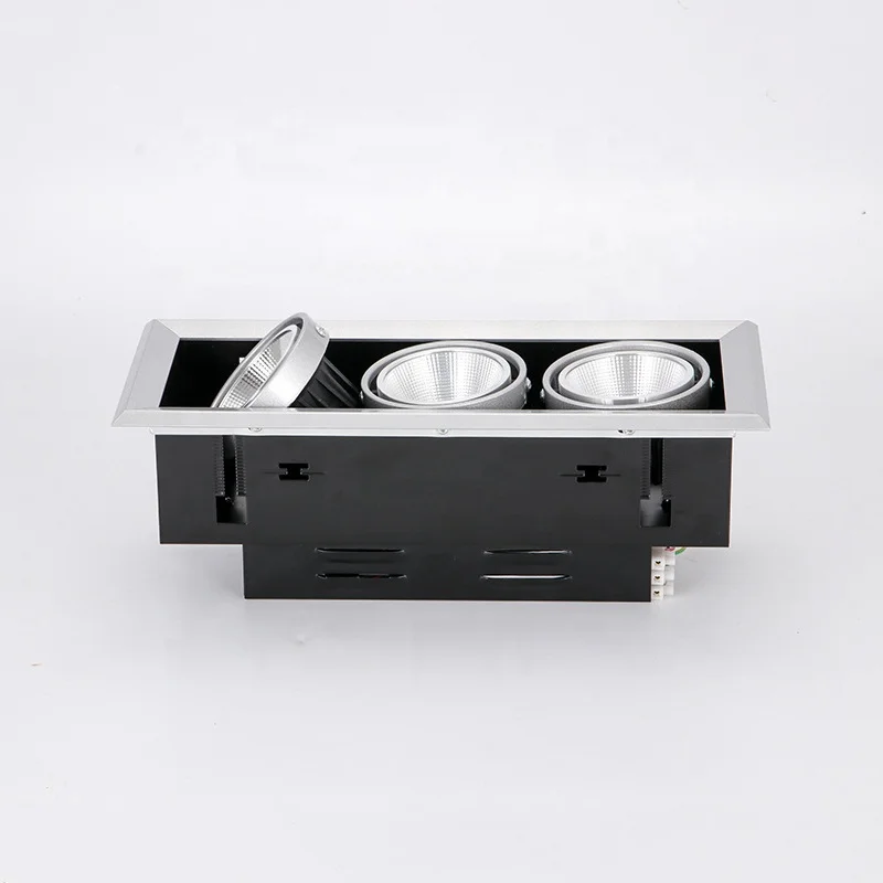 Rectangular double head grille led downlight anti glare spotlight led ceiling light 7w 10w 15w Commercial Recessed Led Downlight