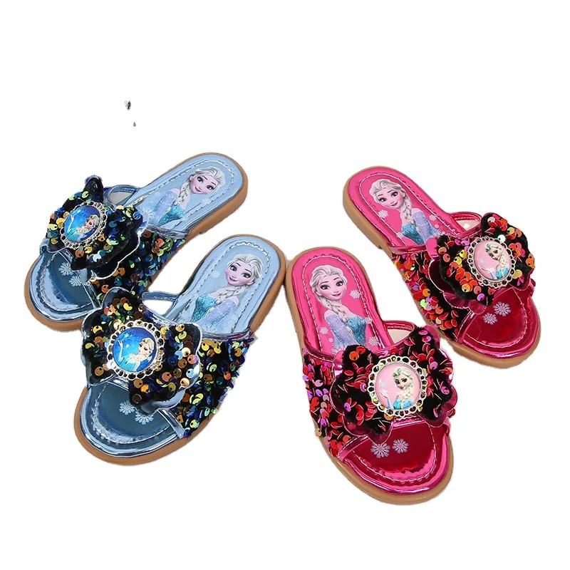 Ice Princess sequin flower cartoon pattern non-slip flat nvt slippers