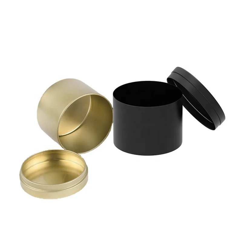 120ml 4 oz Gold Packaging Tin Custom Round Metal Matt Black Candle Tin With Lid (NIR04)