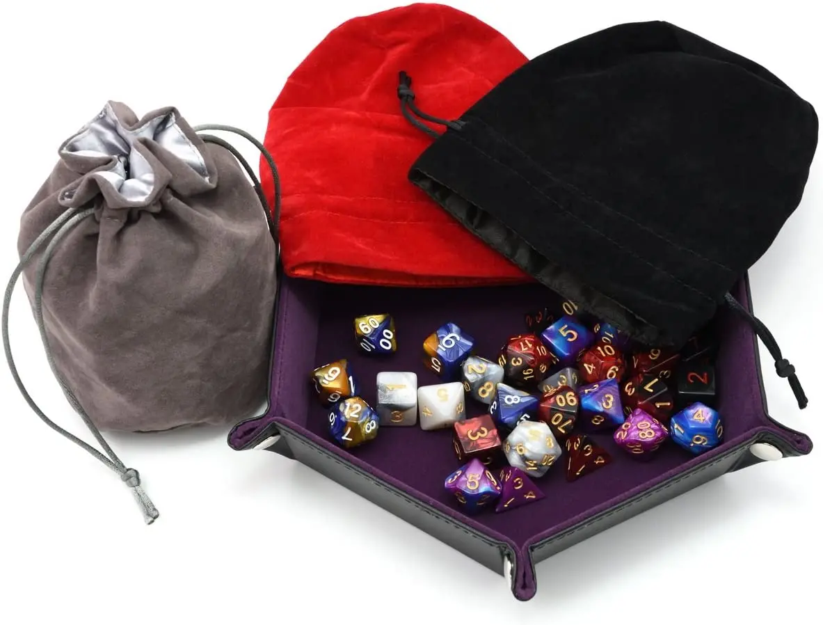 Custom Logo Round Bottom Satin Liner Drawstring Velvet Dice & Jewelry Pouches