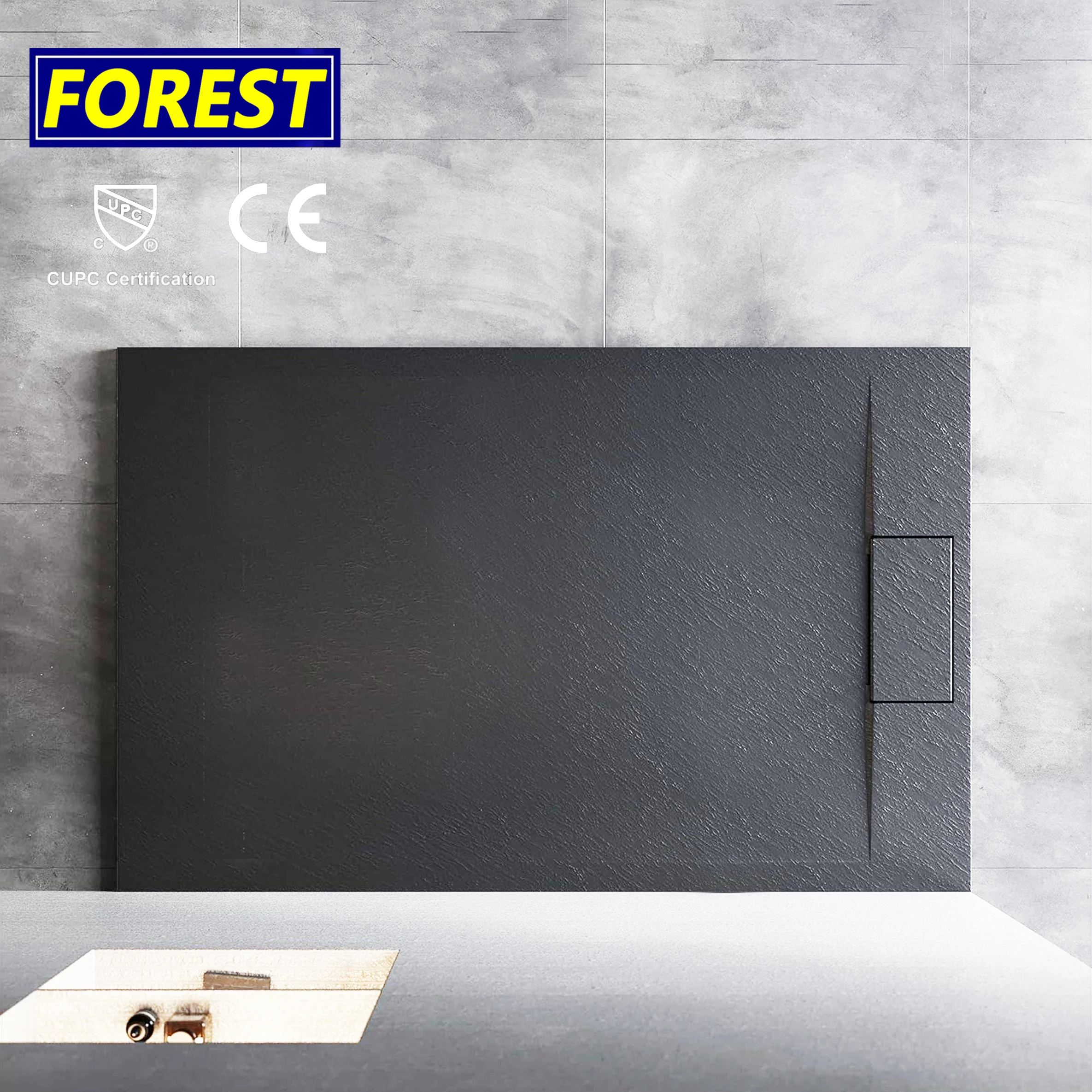 Modern Style Square Artificial Stone Marble Pattern SMC Shower Tray Acrylic Bathroom Walk-in Shower Base Waterproof Function