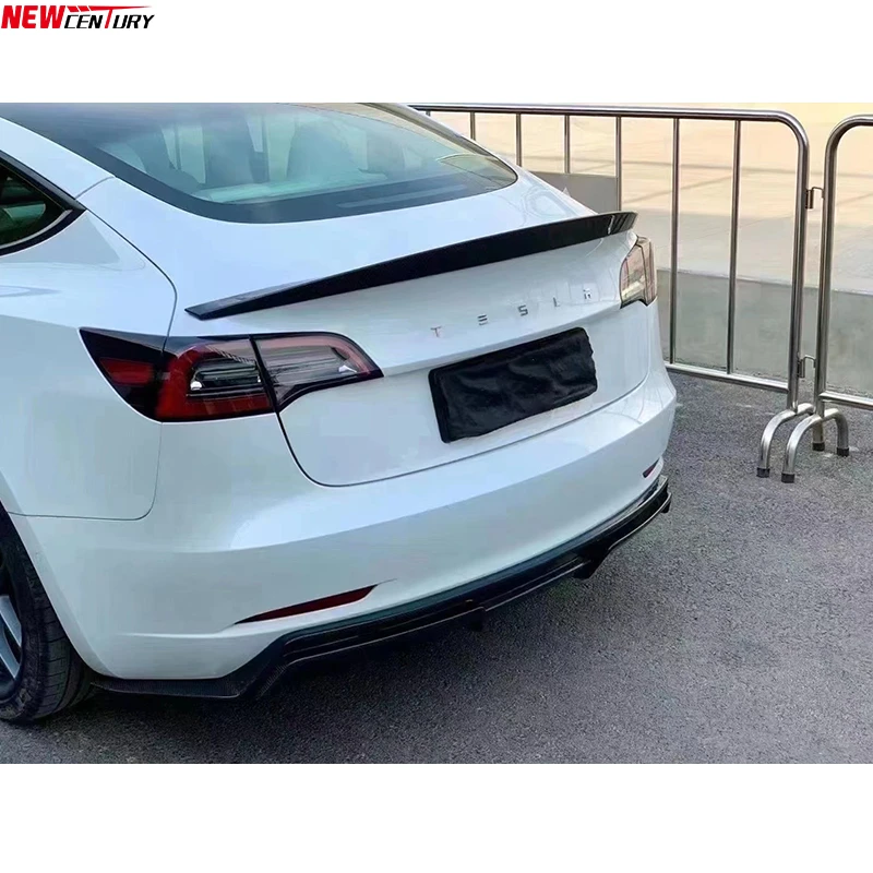 3K Carbon Fiber Kit Front Lip Spoiler Side Skirts Rear Diffuser Splitter Trunk Spoiler For Tesla Model 3 2019 2020