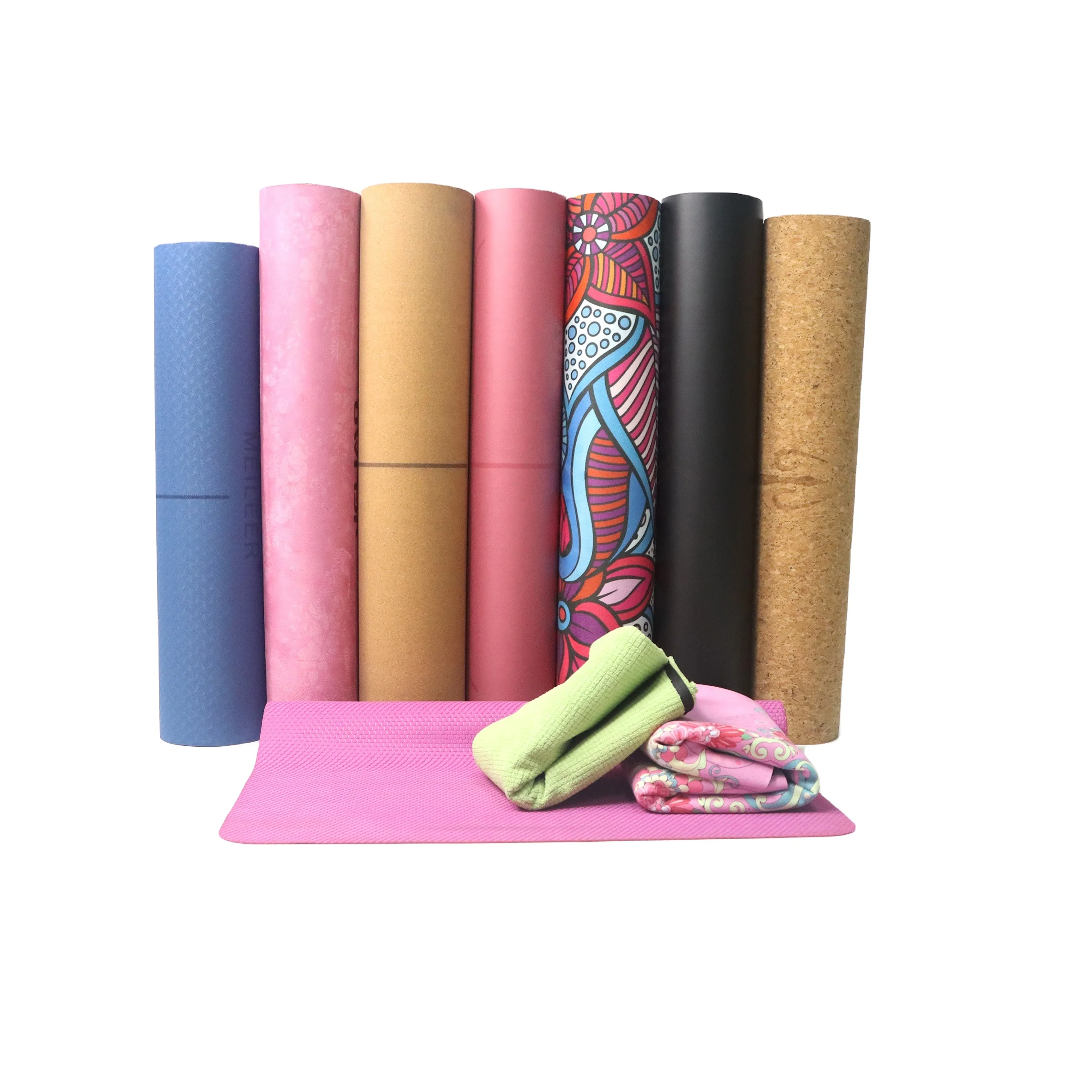 2024 NEW MSR MS209 Factory Custom logo printed travel yoga mat foldable natural rubber suede yoga mat