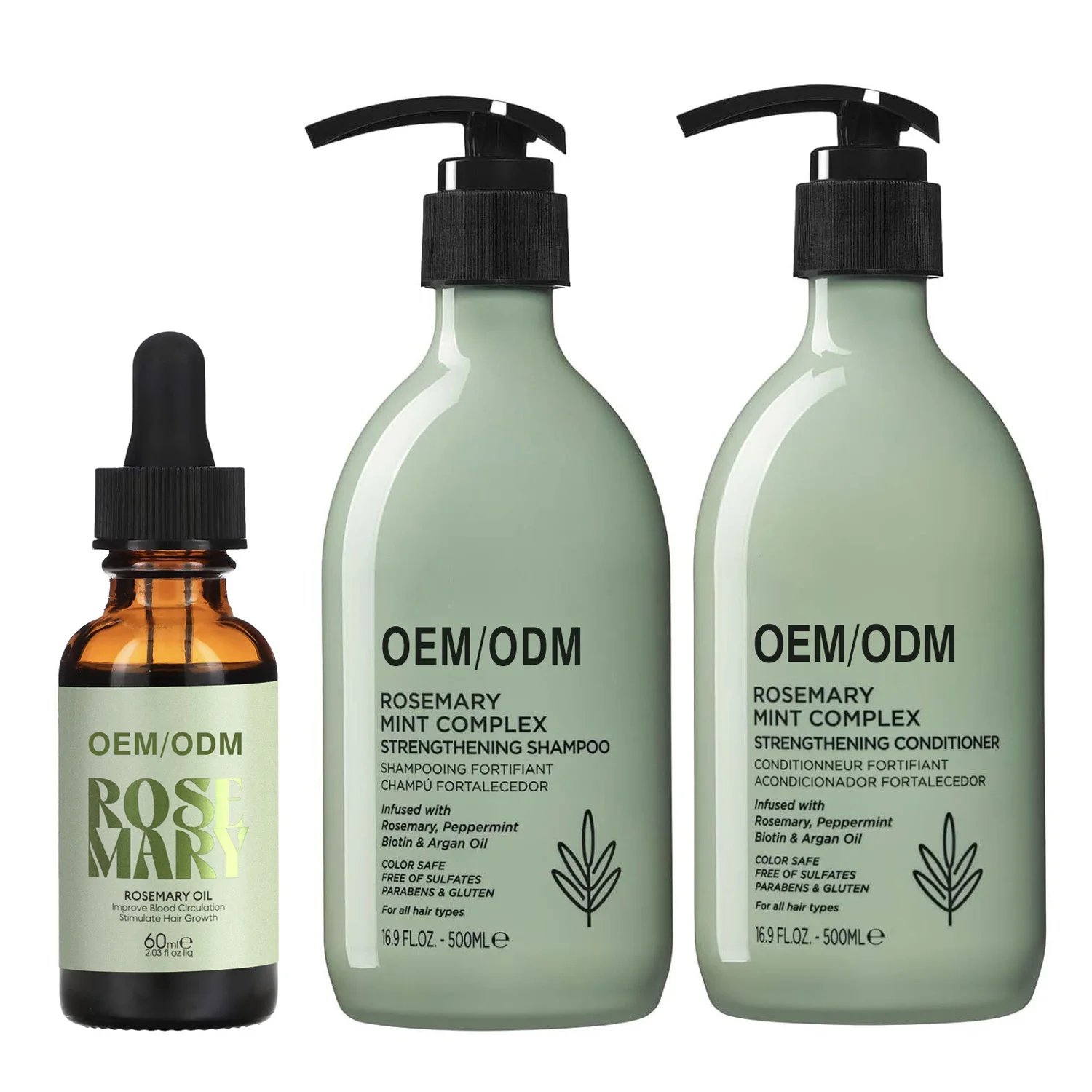 OEM ODM organic hair growth coconut batana oil black castor oil rosemary hair shampoo and conditioner