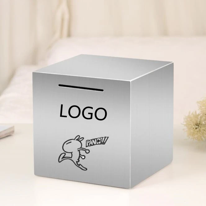 Stainless Steel Money Box Metal Piggy  Bank Coin Bank Customize Logo And Size Can Not Open Money Box