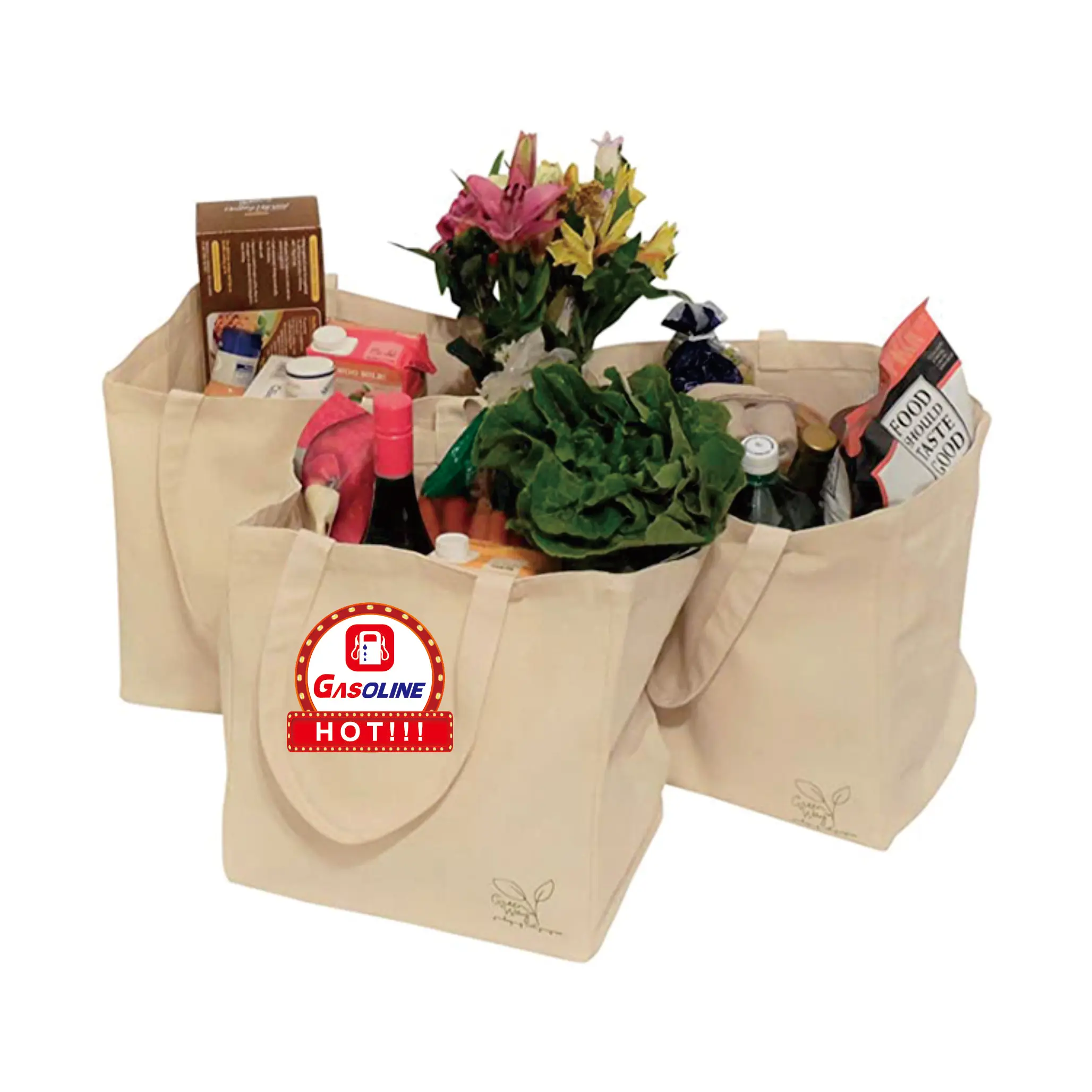 Wholesale custom printed extra durable cheap reusable large eco friendly natural cotton canvas tote shopping calico bag