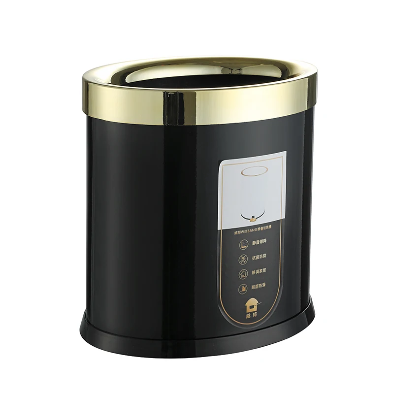 15L black gold stainless steel trash can waste bin outside