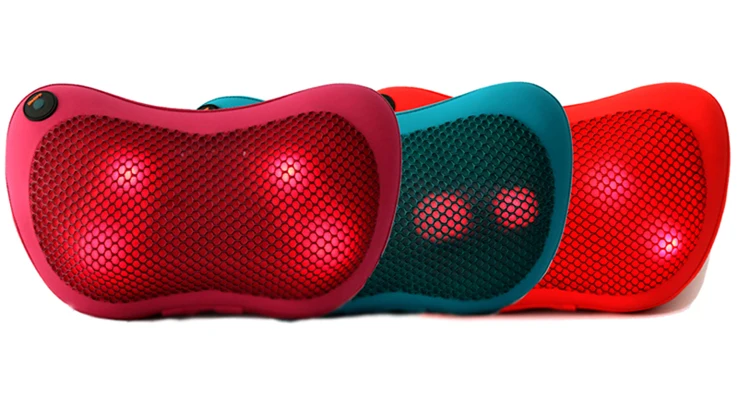 Массажная подушка с электрическим подогревом, 4 насадки в рулоне, для глубокого вибрирования шиацу, всего тела, шеи, спины, для дома и автомобиля