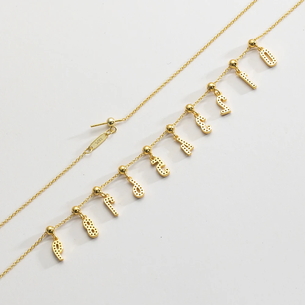 FUAMAY 18K Gold Plated Angel Number Diy Charms Pendants Necklace Number 0-9 Charm Diy Necklace With Zircon