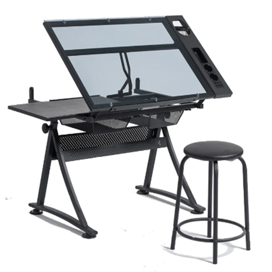 Glass Top Art Craft Drafting Working Desk,Drafting Table,Office & Classroom Application