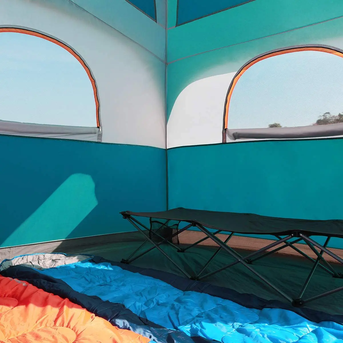 1 Door 5 Window Double Layer Outdoor Waterproof Tents Windproof Camping Tent 6 Person